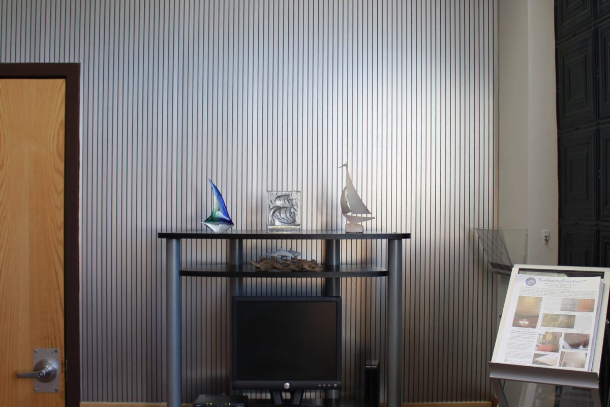 Brushed aluminum veneer Tambour wall panels